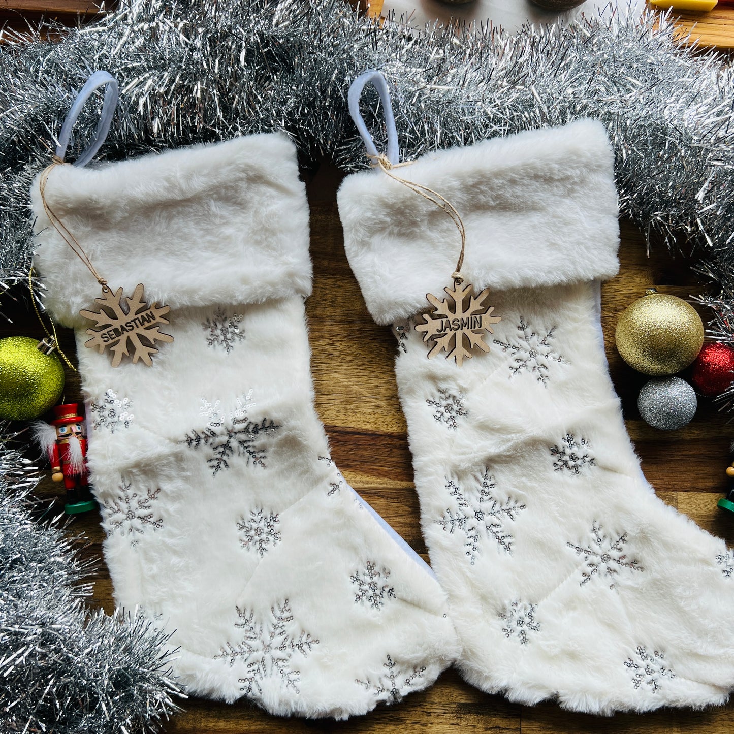 Silver Snowflake Stocking