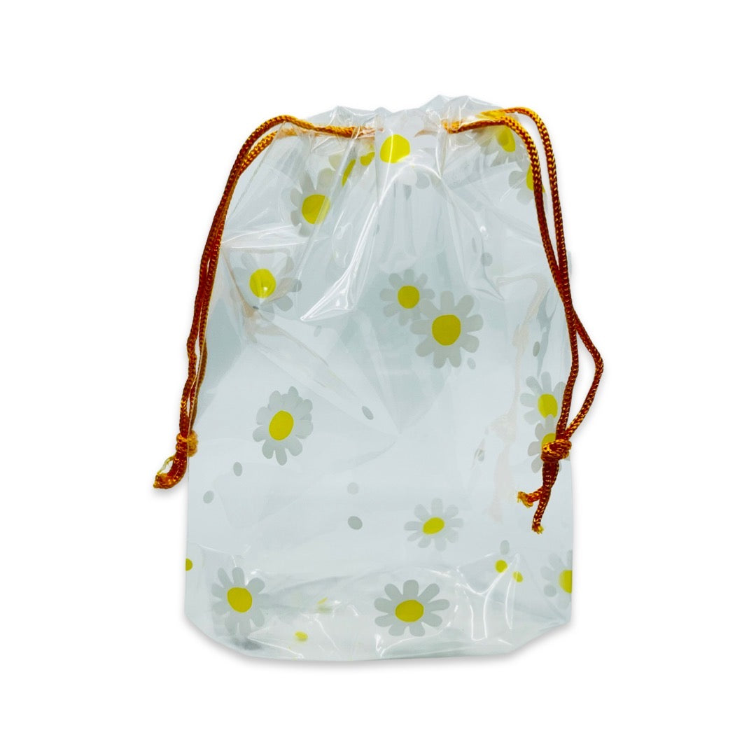 Reusable Drawstring Bag - Daisies (clear)