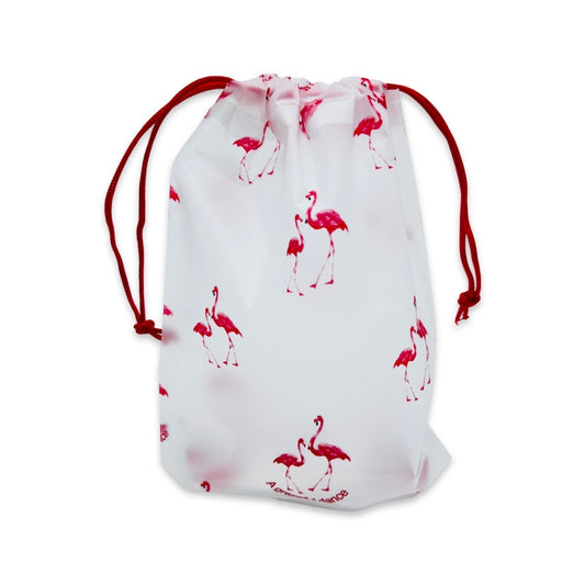 Reusable Drawstring Bag - Flamingos