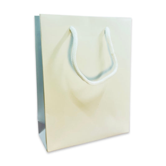White gloss paper bags with nylon handles