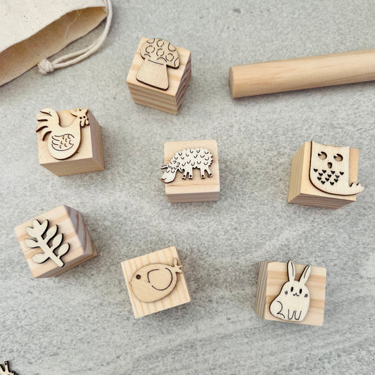 Play dough stamps and roller - flora and fauna